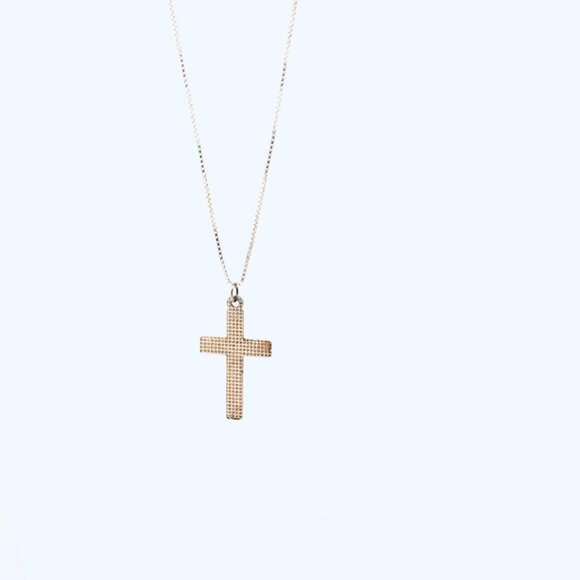 Sterling Silver 925 Cross Necklace Mosaic Inlay Pendant • 16” Italy Chain - Picture 5 of 12